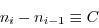 \begin{displaymath}
n_{i}-n_{i-1}\equiv C\end{displaymath}