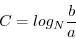 \begin{displaymath}
C=log_{N}\frac{b}{a}
\end{displaymath}